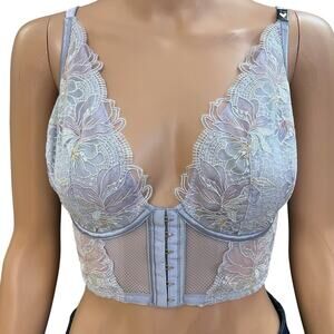 Victorias Secret Luxe Lingerie Bustier Bralette Small-DD Floral Fairy Coquette